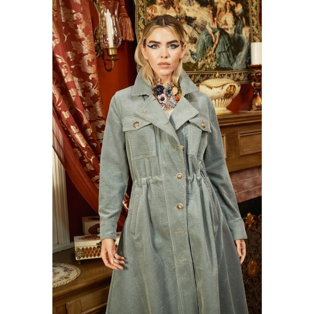Aratta Slate Size Large Sweet November Corduroy Trench Coat